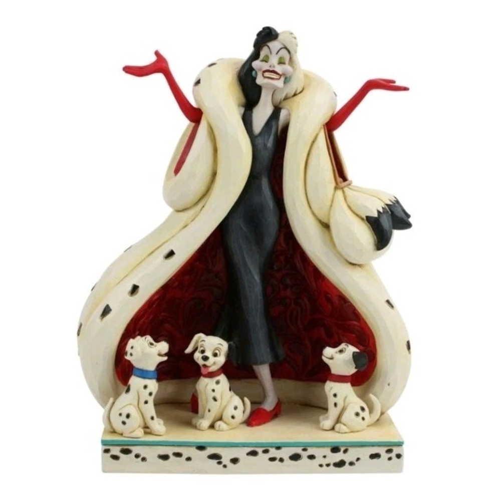 Jim Shore Disney The Cute and the Cruel Cruella DeVil With Puppies NEW 6005970